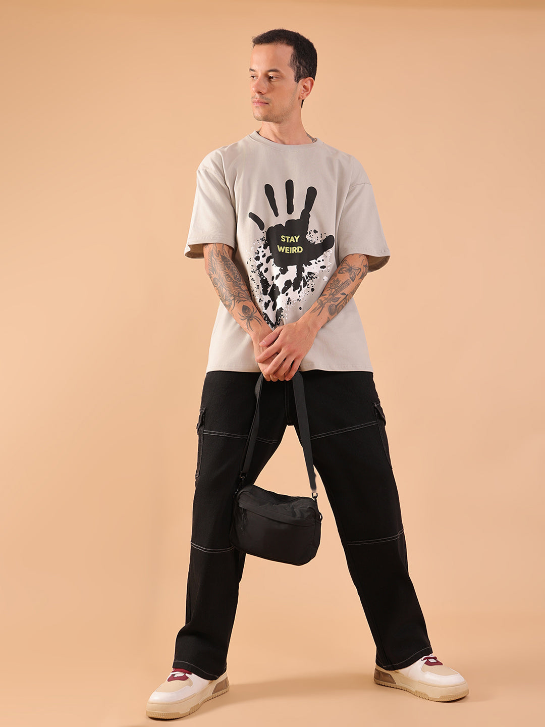 Stay Weird – Oversized Grey T-Shirt| HangerLoop Unisex Streetwear Tee