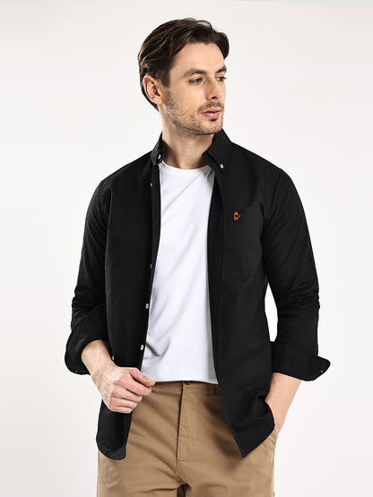 HangerLoop Premium Cotton Oxford Yarn Dyed Shirt – Regular Fit | Button-Down Collar - Black