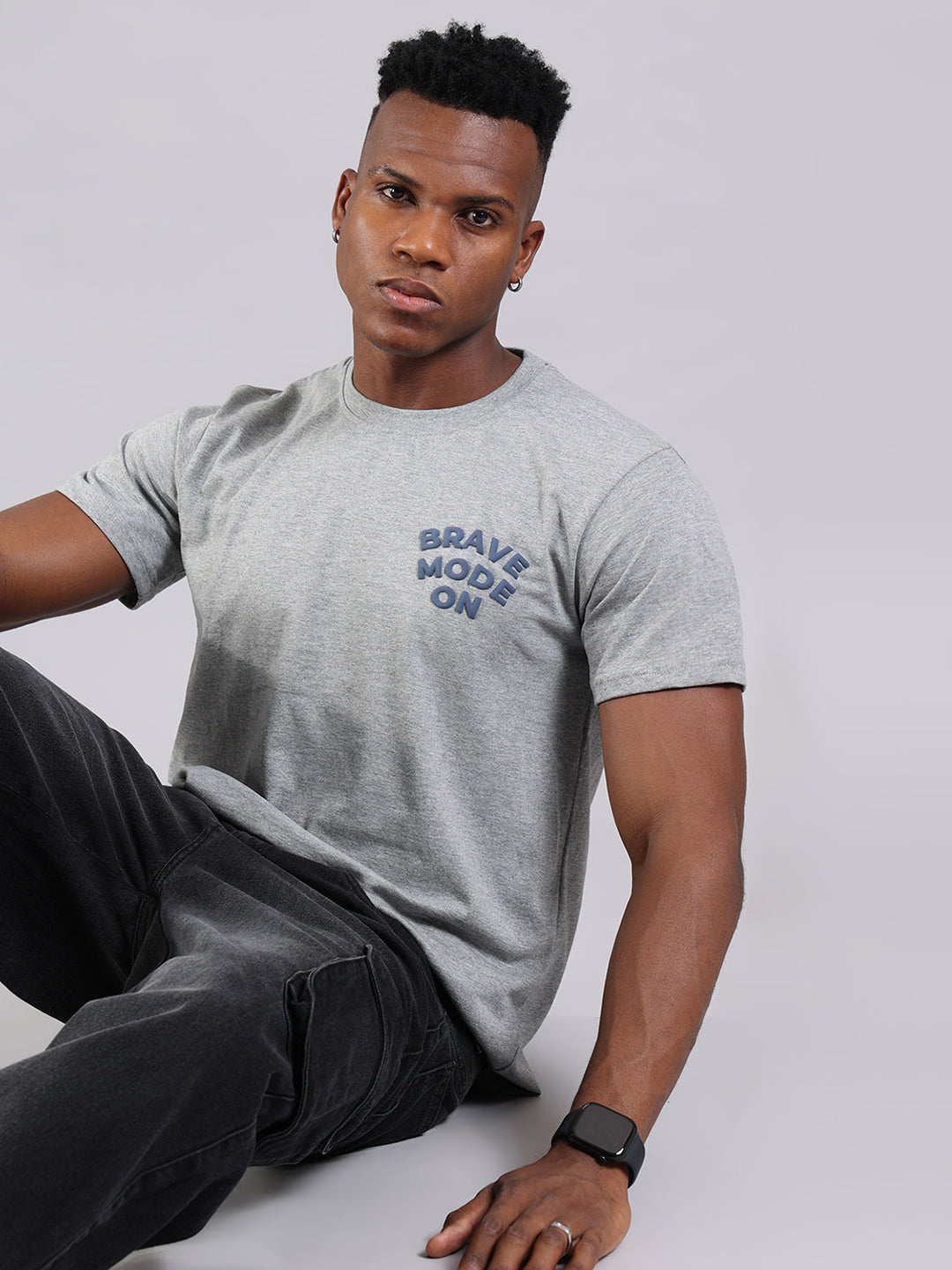 Grey Regular Fit T-Shirt - Brave Mode On