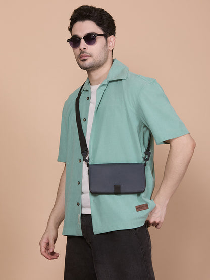 Relaxed Fit Half Sleeve Classic Corduroy Shirt - Green